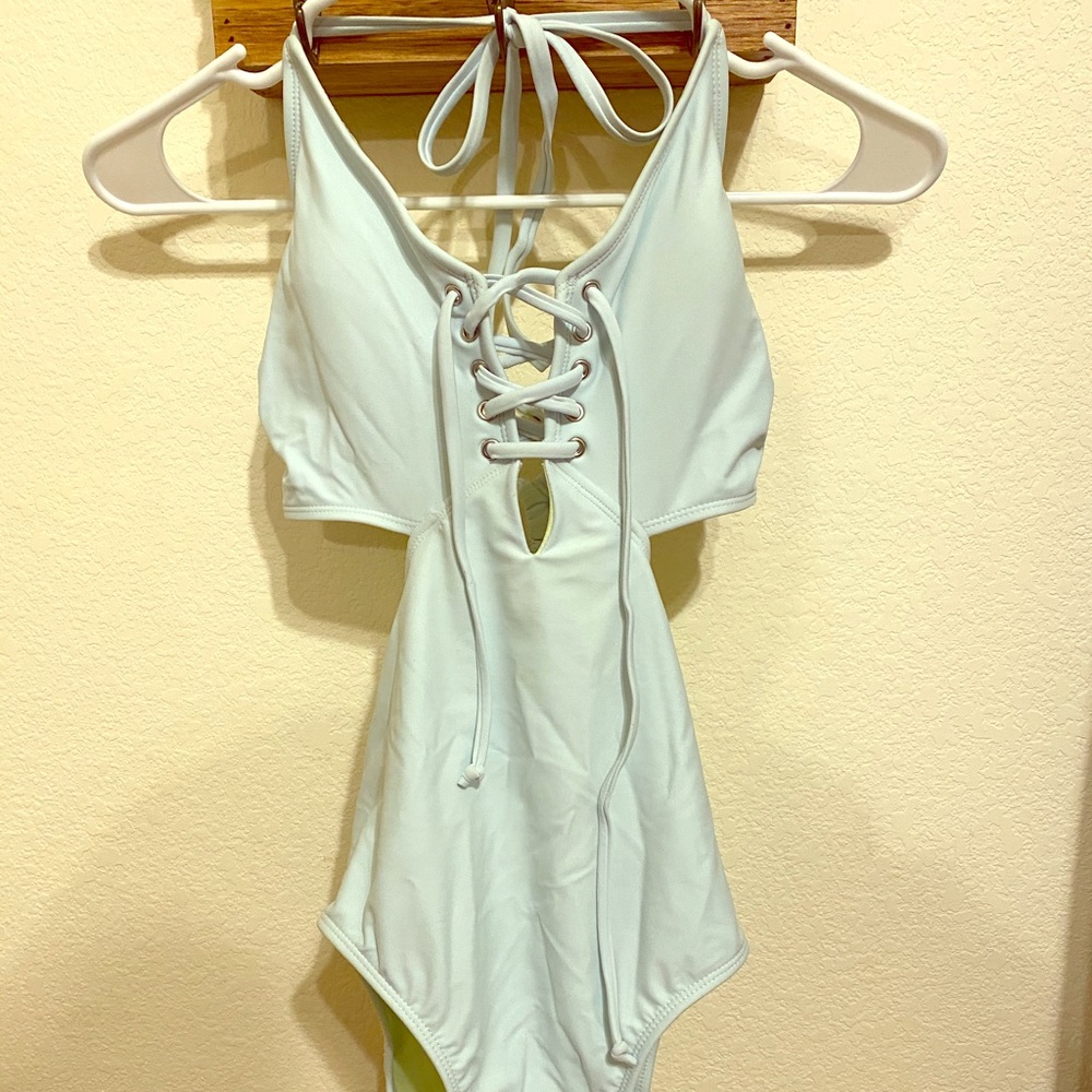 Light blue one-piece swimsuit!